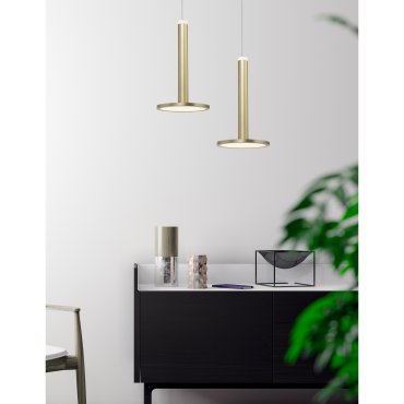 Nova Luce Palencia - hanglamp - Ø 15 x 120 cm - 11W LED incl. - messing goud