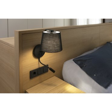 Faro Berni - wandverlichting met schakelaar - 20 x 29 x 57 cm - 3W LED incl. - mat zwart