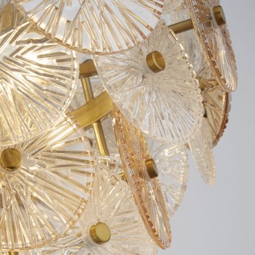 Searchlight Wagon - hanglamp - Ø 45 x 120 cm - goud, transparant en amber