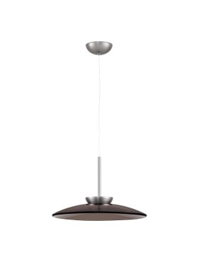 Nova Luce Esti - hanglamp - Ø 50 x 240 cm - 21W dimbare LED incl. - geborsteld nikkel en donkerbruin glas