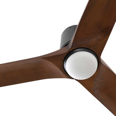 Faro Heywood Tub L Tuya Smart - plafondventilator met licht en afstandsbediening - Ø 132 x 23,2 cm - mat zwart en donker walnoot