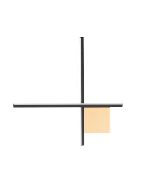 Nova Luce Cross - wandlamp - 50 x 50 x 4 cm - 15W dimbare LED incl. - geborsteld goud en zandzwart