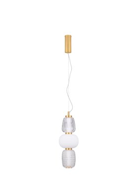 Nova Luce Movil - hanglamp - Ø 17 x 120 cm - 28W dimbare LED incl. - goud, helder en opaal