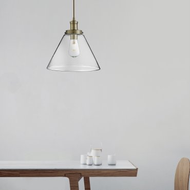 Searchlight Pyramid - hanglamp - Ø 29 x 100 cm - antiek messing