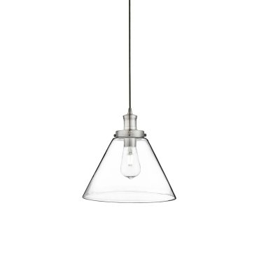 Searchlight Pyramid - hanglamp - Ø 29 x 100 cm - transparant en satijn zilver