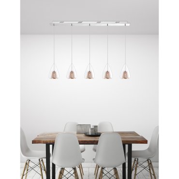Nova Luce Hugo - hanglamp - 112 x 120 cm - rose goud en chroom
