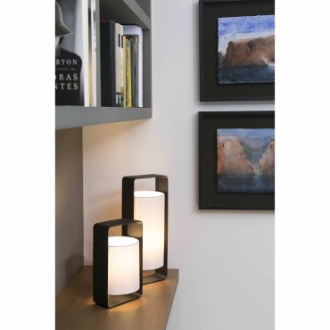 Faro Lula - tafellamp - 16 x 15 x 27 cm - zwart en wit