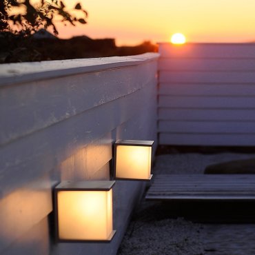 Lutec Box Cube - buiten wandlamp - 16 x 17 x 16 cm - IP44 - donkergrijs