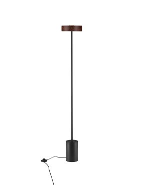 Nova Luce Thea - vloerlamp - Ø 20 x 135 cm - 17W  LED incl. - zandzwart en hout