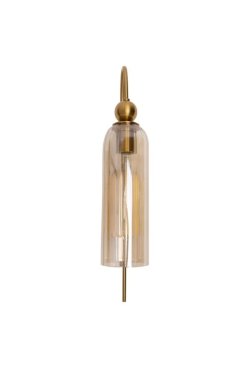 Maxlight Campanila - opbouw wandlamp - 22 x 56 cm - messing en amberkleurig glas