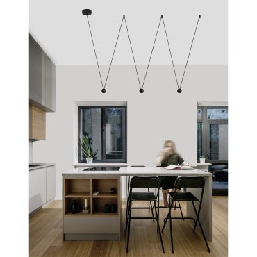 Nova Luce Nocci - hanglamp - 320 x 112 cm - 3 x 4,5W LED incl. - zwart