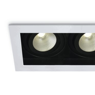 ONE Light COB Shop &amp; Hotel - inbouwspot - 195 x 100 mm, 175 x 90 mm inbouwmaat - 2 x 12W dimbare LED incl. - wit - warm witte lichtkleur