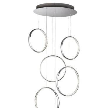 Searchlight Rings - hanglamp - Ø 46 x 180 cm - 56W LED incl. - chroom