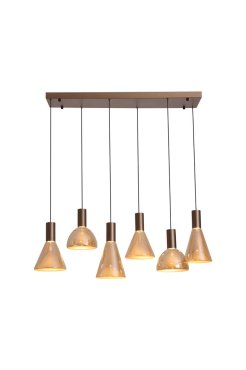 Searchlight Cannes - hanglamp - 96 x 32 x 150 cm - 41W dimbare LED incl. - koffiebruin en amber