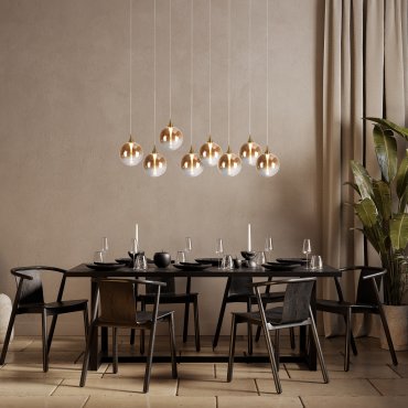 Searchlight Alchemy - hanglamp - 107 x 150 cm - 29W dimbare LED incl. - zwart, goud en amber