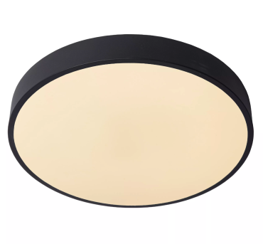Lucide Unar - plafondverlichting - Ø 39,50 x 5 cm - 24W dimbare LED incl. -  3 stappen dimmer - zwart