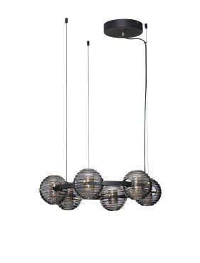 Nova Luce Las - hanglamp - Ø 63 x 160 cm - 60W dimbare LED incl. - zandzwart, goud en rokerig grijs