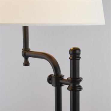 Searchlight Munich - tafellamp - 36 x 77 cm - zwart en natuurlijk linnen