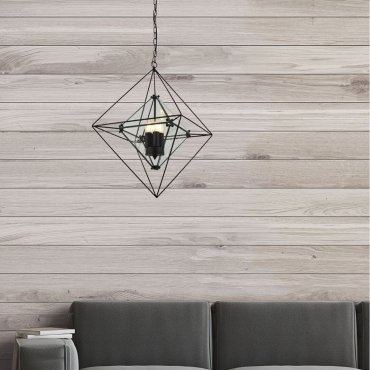 Searchlight Diamond - luster - 57 x 57 x 150 cm - mat zwart