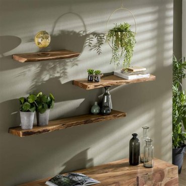 Vico Natural Edge - wandschap - 120 x 20 x 4 cm - acaciahout