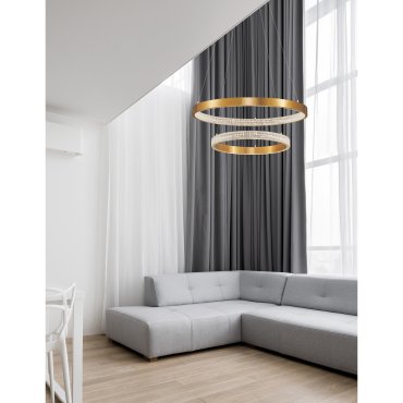 Nova Luce Preston - hanglamp - Ø 60 x 120 cm - 60W dimbare LED incl. - antiek goud messing