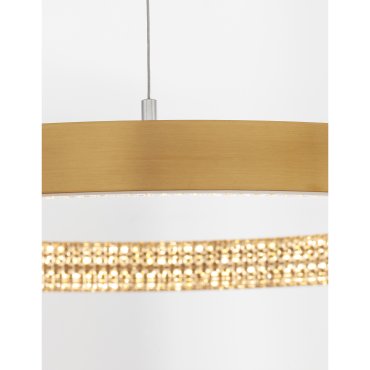 Nova Luce Preston - hanglamp - Ø 40 x 120 cm - 25W dimbare LED incl. - antiek goud messing