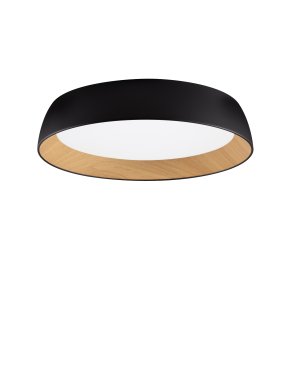 Nova Luce Sigi - plafondlamp - Ø 60 x 12 cm - 50W dimbare LED incl. - zandzwart en hout