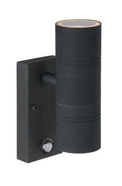 Lucide Arne - wandverlichting met bewegingssensor - 6,3 x 12 x 22,5 cm - 2 x 5W LED incl. - IP44 - zwart