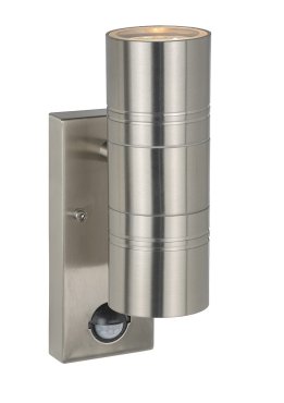 Lucide Arne - wandverlichting met bewegingssensor - 6,3 x 12 x 22,5 cm - 2 x 5W LED incl. - IP44 - satijn chroom