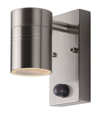 Lucide Arne 1 - buiten wandverlichting met bewegingssensor - 6,3 x 12 x 16,3 cm - 5W LED incl. - IP44 - satijn chroom
