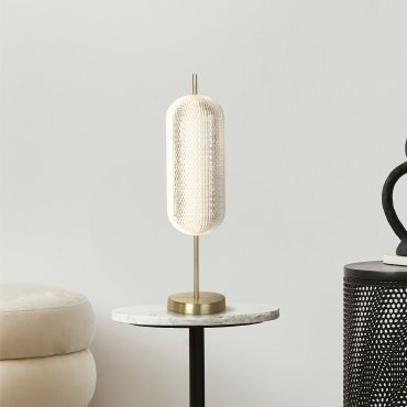 Searchlight Capsule - tafellamp - Ø 15 x 60 cm - 17W dimbare LED incl. - satijn messing