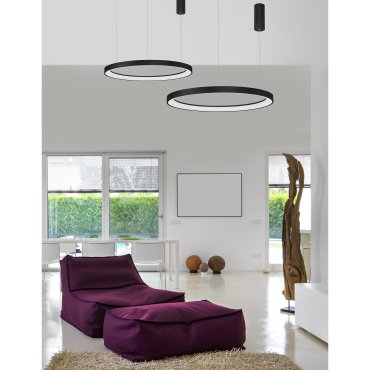 Nova Luce Pertino - hanglamp - Ø 78 x 150 cm - 60W dimbare LED incl. - zand zwart