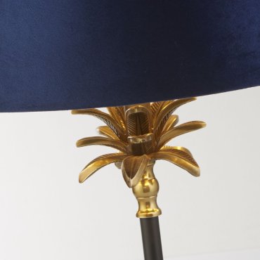 Searchlight Palm - tafellamp - Ø 40 x 65 cm - antiek messing, zwart, goud en marine