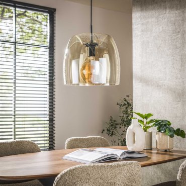 Vico Drift Glass - hanglamp - Ø 35 x 150 cm - amber