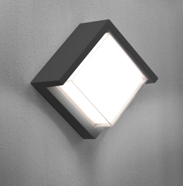 Century Italia Pura - wand/plafondlamp - 16 x 16 x 10 cm - 10W LED incl. - IP65 - antraciet