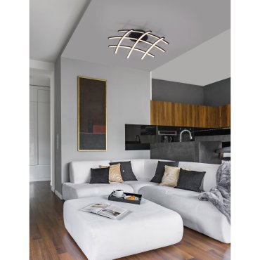 Nova Luce Gropius - plafondverlichting - Ø 59 x 15 cm - 36W dimbare LED incl. - zand zwart