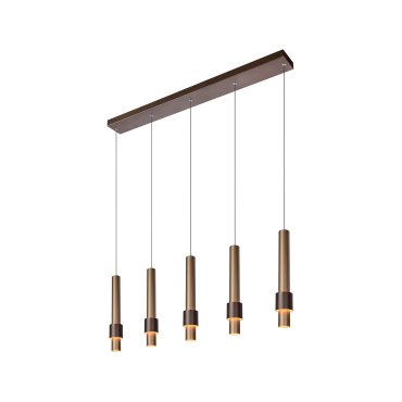 Lucide Margary - hanglamp - 103 x 8 x 169 cm - 5 x 4,2W dimbare LED incl. - koffie