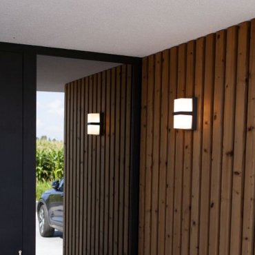 Lutec Stela - buiten wandlamp - 9,5 x 19 x 11,2 cm - 14W LED incl. - IP54 - donker grijs