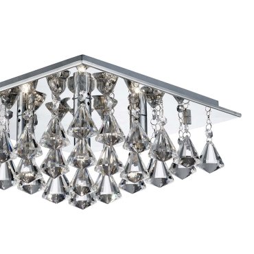 Searchlight Hanna - plafondverlichting - 34 x 34 x 15 cm - chroom