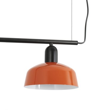 Faro Tatawin S - hanglamp - 100 x 18,4 x 210 cm - satijnzwart en glansroodachtigoranje