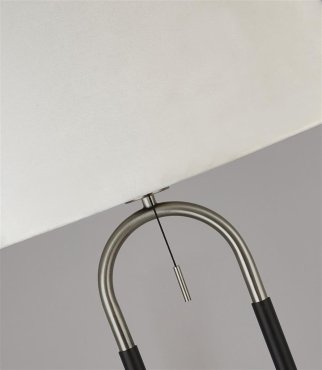 Searchlight Jazz - vloerlamp - Ø 45 x 161 cm - mat zwart, wit en satijn zilver