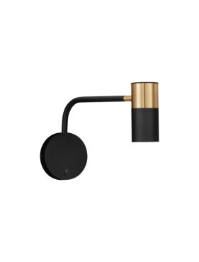 Nova Luce Pongo - wandlamp - Ø 10,5 x 18 cm - zandzwart en goud