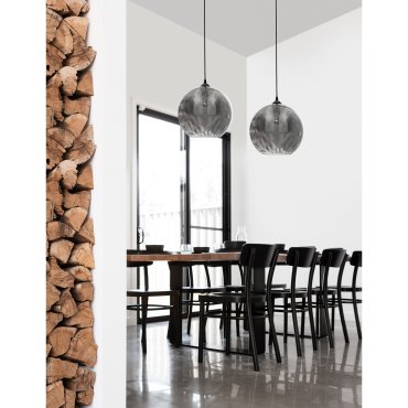 Nova Luce Jerardo - hanglamp - Ø 30 x 140 cm - gerookt glas met bubbels