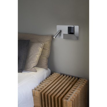 Faro Suau Right - wandverlichting met schakelaar en USB-poort - 28 x 12 x 15,5 cm - 3W LED incl. - zilver