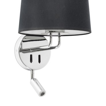 Faro Montreal - wandverlichting met schakelaar - 21,5 x 19 x 39 cm - 3W LED incl. - zwart en chroom