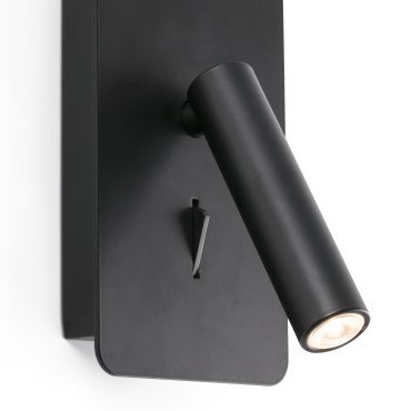 Faro Suau - wandverlichting met schakelaar - 9,5 x 14 x 17 cm - 3W LED incl. - mat zwart