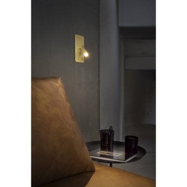 Faro Suau - inbouw wandverlichting met schakelaar - 9,5 x 17 cm - 3W LED incl. - satijn goud