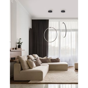Nova Luce Ring - hanglamp - 68 x 21 x 120 cm - 28W dimbare LED incl. - zand zwart