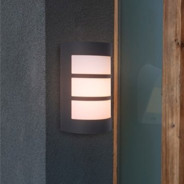 Lutec Nila - buiten wandverlichting - 16 x 10 x 22 cm - IP44 - grijs