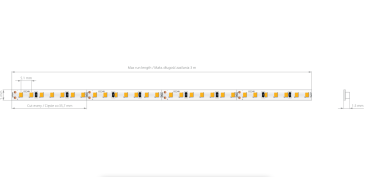 KLUS LED strip - 0,5cm breed, 500cm lengte - 24Vdc - dimbaar - 9,1W LED per meter - 196 LEDs per meter - IP20 - 3000K